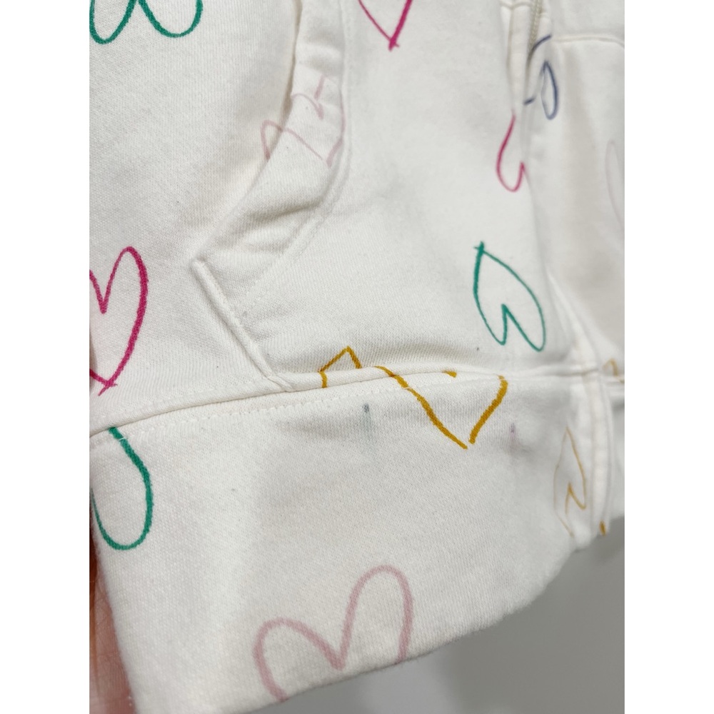 Old Navy Girls Heart Print Fleece Lined Zip Hoodie Jacket XL 14-16 White - Picture 7 of 9